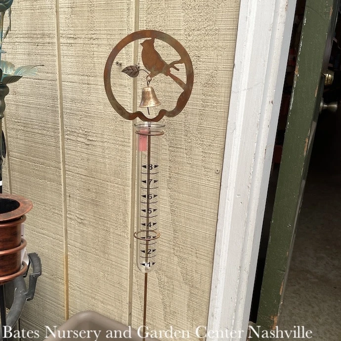 Rain Gauge Stake Bird In Circle W/Bell Flamed Copper 6x36 (#8) 1 Rain Gauge Stake Bird In Circle W/Bell Flamed Copper 6x36 (#8)