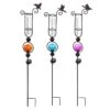 Rain Gauge Stake Bug/Bird Color Globe Teal/Orange/Yellow Solar Asst 44"H(#7)